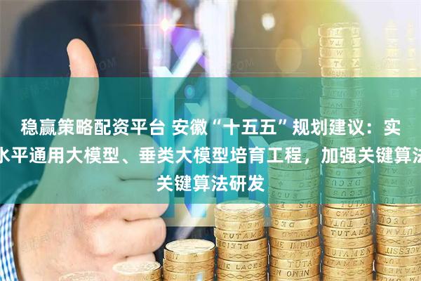 稳赢策略配资平台 安徽“十五五”规划建议：实施高水平通用大模型、垂类大模型培育工程，加强关键算法研发