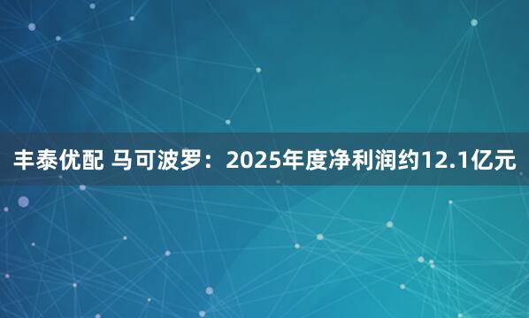 丰泰优配 马可波罗：2025年度净利润约12.1亿元
